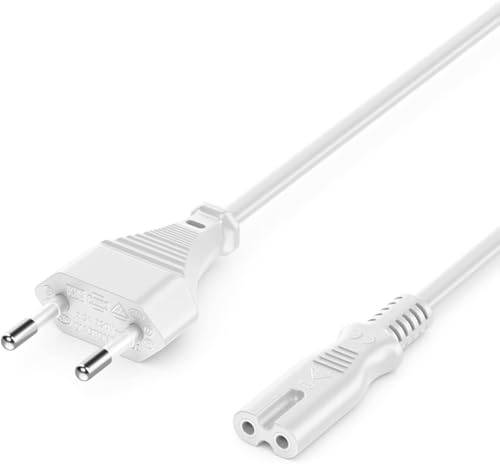 2m Netzkabel Stromkabel Strom Kabel Stecker Typ C Eurostecker auf C7 Buchse Euro-Netzkabel Kleingerätekabel Euro 8 TV Blu-Ray Haushaltsgeräte Netzteile - Weiß