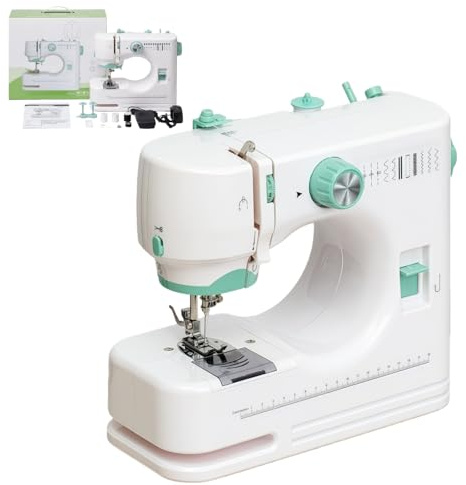 Compact Home Electric Sewing Machine, 12 Built-in Stitches with Foot Pedal, 2-Speed Adjustable Handheld Stitcher for Beginners, Ideal for Home DIY Projects & Gifts (White)