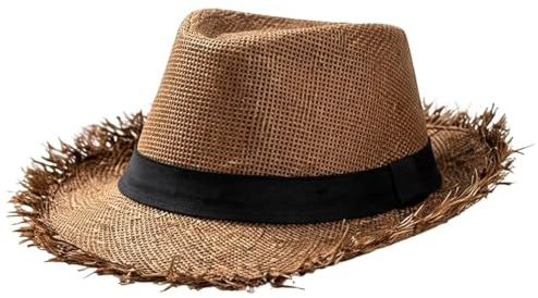 MmotZsb Strohhut Damen Herren, Sommerhut Faltbar Panama Hut, Brauner Strohhut Mit 58 Cm Kopfweite, Leichter Sonnenhut Für Strand Und Freizeit