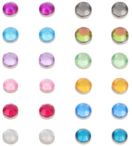 Healeved Set da 24 Marcatori Magnetici per Bicchieri da Vino in Acrilico Alimentare Riutilizzabili Segnabicchieri Colorati Design Cristallo per Feste Ristoranti Bar e Matrimoni