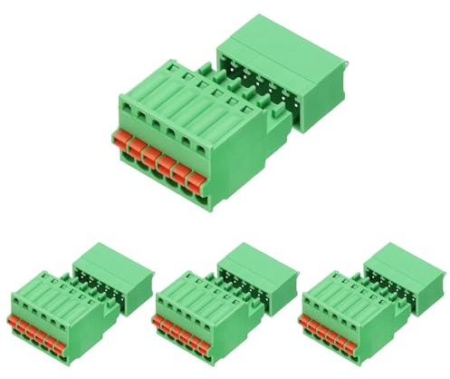 QUARKZMAN 4Set 2.5mm 0.1 Raster PCB-Klemmenblockverbinder 6 Pin Gerade Stift Männlich Weiblich Steckbar Schnelle PCB-Anschlussklemmen Für 27-20AWG Kabel Mechanische Ausrüstung Grün