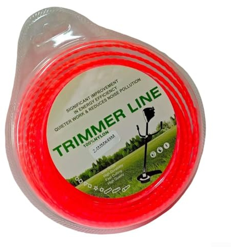 Trimmerschnur, rund, Nylon, 2,4 mm x 49 m, für die Verwendung mit Standard-Rasentrimmern, bietet lang anhaltende Schnittleistung