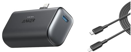 Anker 621 Power Bank (5000 mAh, Lightning Integrato, MFi) & Anker 310 Cavo USB C a Lightning(1,8m, Nylon)