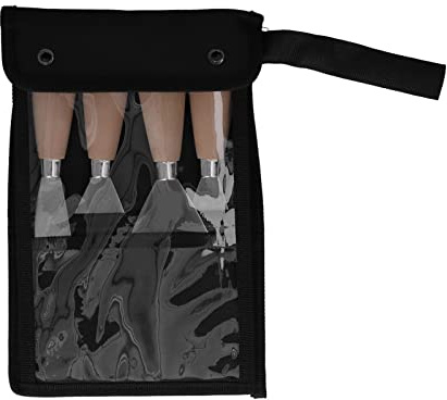 Cloimei Set di 4 spatole in acciaio inox con manico in legno, strumenti professionali per raschietto per rimozione vernice, riparazione di pareti, intonacatura, lavorazione del leg