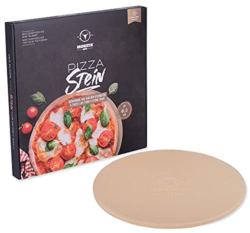 MOESTA-BBQ 10374 Pizzastein No. 1 - Rund 41cm Durchmesser - Cordierit Naturstein - Italienischer Genuss vom Grill