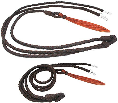 Challenger Tack Pferd Western Leder Hand Geflochten Rommel Romal Zügel Popper mit Druckknöpfen 6659