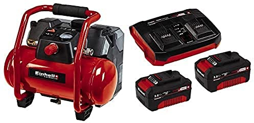 Einhell Akku-Kompressor TE-AC 36/6/8 Li OF Set Power X-Change (2x18V, Lithium-Ionen, max. 8 bar, 6 Liter-Tank, ölfreie Pumpe, inkl. 2x 3,0 Ah Akkus und Twincharger)