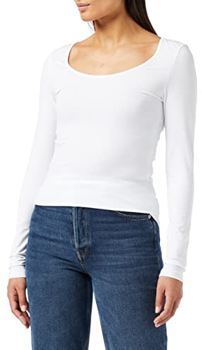 VERO MODA Womens Vmmaxi My Soft Short U-neck Ga Long Sleeve Top, Bright White, L UK