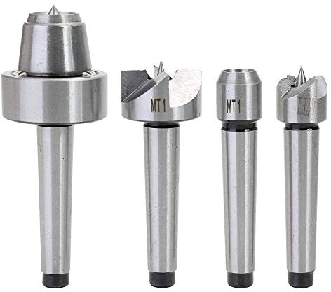 ArtisanShow 4PCS MT1 Live Center Wood Lathe Drive Spur Cup Set Wood Lathe Turning Spur Cup Center Set, for Wood and Metalworking Lathe Woodworking Thimble with Wooden Case