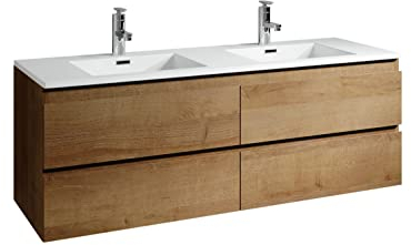 Badplaats B.V. Mobili da Bagno Angela 140cm Rovere - Armadio mobiletto lavabo Mobili Armadietto