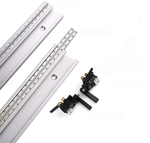 ArtisanShow 600mm 45 Type T-tracks with Movable/Fixed Scale Aluminum Alloy T-tracks Slot with Left/Right Type Accurate Miter Track Stop Table Saw Accessories for Woodworking DIY Tools (Movable Scale)
