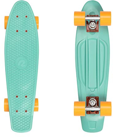 Retrospec Quip Skateboard 22.5 | Classic Retro Plastic Cruiser Complete Skateboard | Compact Board w/Grippy, Molded Waffle Deck