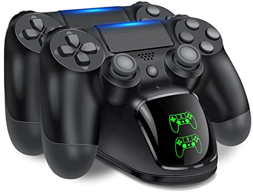 HELLCOOL Ladestation für PS4 Controller, Ladestation mit 2Std Schnelllade/LED Anzeige für PlayStation 4/PS4 Slim/PS4 Pro Wireless Controller