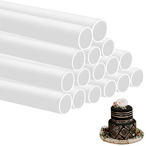 16 PCS White Cake Dowel Rods Easy Cut Plastic Cake Stand Sticks 11.8 Inch Length Cake Support Dowels Cake Support Rods Cake Dowel Straws Cake Stacking Dowels Cake Rods For Tiered Cake Stacking