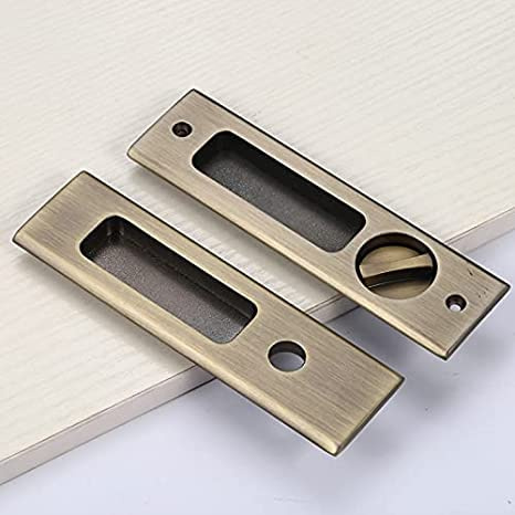 HOCONNIE Serratura per Porta Scorrevole Serratura per Porta a Scomparsa con Chiave Maniglia da Incasso Invisibile 160mm Bronzo