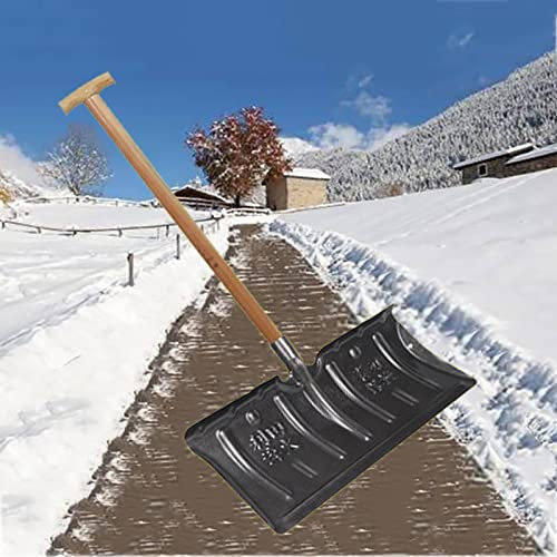 Pelle à Neige, Tête de Pelle, Pelles Carrées avec Manche en T en Bois ou Manche Droit, Pelles à Neige Robustes et Durables, Ergonomiques, Forte Capacité de Charge, pour Voiture, Maison, Garage, Jardin