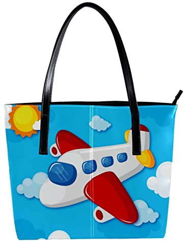 Flying Cartoon Flugzeug Blau Schultertasche Leichte Freizeit Schultasche Lehrer Tasche Handtasche Geldbörse, Mehrfarbig