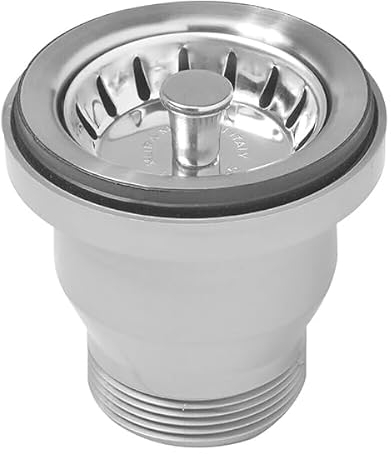 Schläfer 3439715 | Piletta di Scarico 70 mm per Lavandino Cucina, Lavello Bagno, Lavatoio senza Foro Troppopieno, Compatibile con Sifone da 1 1/2, Diam Lavandino 60mm, Tappo a Cestello in Acciaio Inox