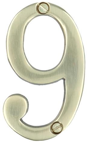 Brass House Number 9 Door Sign 70mm Plaque Street Home Address Mail Letter