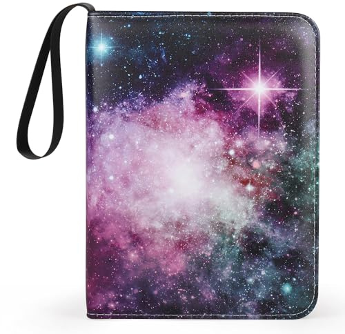 4 Pocket Trading Card Binders for 400 Cards, Purple Nebula Pattern