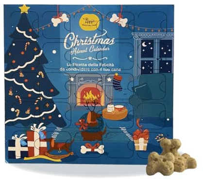 Calendario dell’Avvento: Biscotti per Cani Naturali gusto mela, cocco e mandorle | Snack Cane gustoso, sano e Natalizio | Scopri la magia del Natale con il tuo Cane | 24 pezzi - 70 gr | Hygge Dog