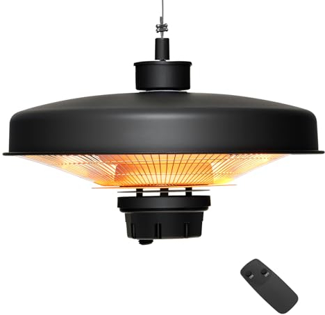 COSTWAY Infrarot Deckenheizstrahler 2000W, Terrassenstrahler Elektroheizung zum Aufhängen, Heizgerät mit Fernbedienung, Infrarotstrahler IP65 wasserdicht für Terrassen, Outdoor