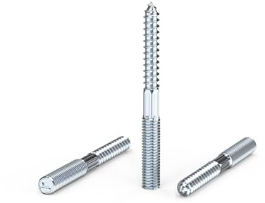 ORTAVA 10 Stück Stockschrauben M8 × 80 mm, Doppelgewindeschrauben mit Torx TX25, Holzschrauben, Schraubstifte aus verzinktem Stahl für Rohrschellen, Möbelbeine und Holzverbindungen