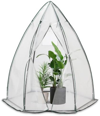 VOUNOT Dome Greenhouse, Winter Small Grow House for Tomatos, Vegetables Plants Mini Greenhouse with Reinforced Cover 135g/m2, Garden & Outdoor 160x160x180cm, White