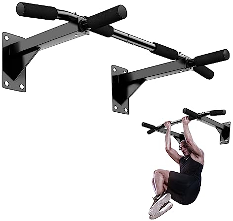 Wandmontage Fitness Klimmzugstange, Wandmontiert Pull Up Bar mit Rutschfeste Griffe, Wandhalterung Klimmzug Stange Wand, Klimmzugstangen für Zuhause Home Gym Kraftsport Übungen