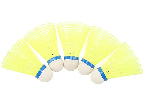 CDQL 5 Stück LED-Badminton-Federbälle, Beleuchtete Birdies aus Kunststoff, Hoch Belastbare Nylonfeder-Bedminton-Federbälle für das Baseball-Üben Im Innen- und Außenbereich