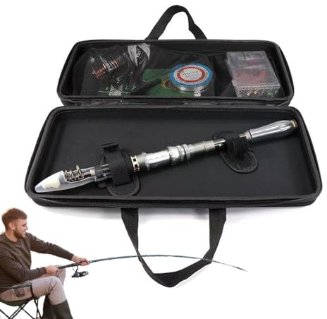 Caja de aparejos de pesca, maletín de aparejos de pesca, estuche rígido impermeable para cebo, portátil, gran capacidad, bolsa de malla integrada, bolsa de aparejos de pesca para cañas, carretes y, 45