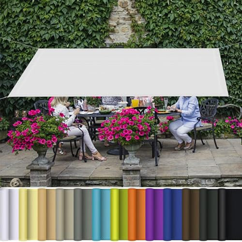 Tende da Sole per Esterno 4 x 4 m Antivento, Protezione Privacy Tenda da Sole Parasole Antistrappo Corde di Supporto per Ringhiera Balcone Giardino, Bianco