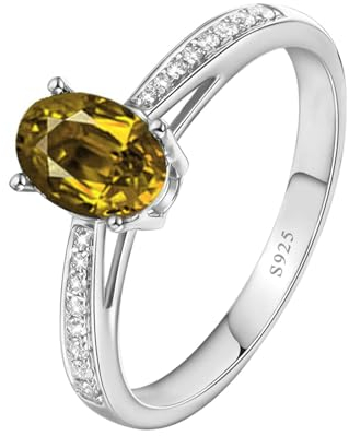 BCughia Hochzeitsringe Damen, Damenring Silber 925 Gelb Oval Form Zirkonia Ring Größe 63 (20.1)