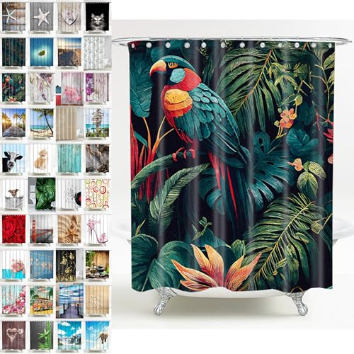 Sanilo Shower Curtain, Wide Choice of Beautiful Shower Curtains, Waterproof, Anti-Mould, with 12 Rings (180 x 200 cm, Exotic)