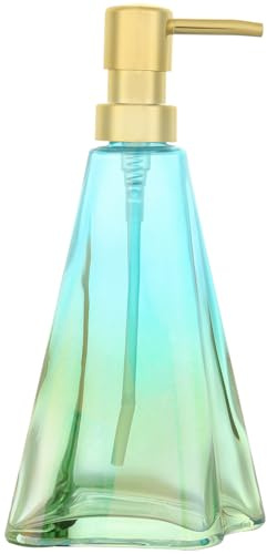 YunNasi Soap Dispenser | Refillable Glass Bottle with Pump, Hand Soap Dispenser for Bathroom, Kitchen, BlueGreen