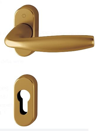 Maniglia Guarnitura con rosetta e bocchetta HOPPE in alluminio per porte interne (Foro cilindro Yale bocc ovale, F4 alluminio aspetto bronzo)