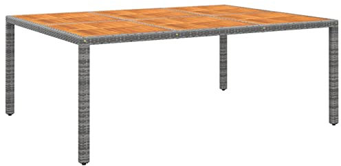 Sufrk Gartentisch Terrassentisch Wetterfest Lounge Tisch Outdoor BalkonhäNgetisch 200x150x75 cm Akazienholz und Poly Rattan Grau