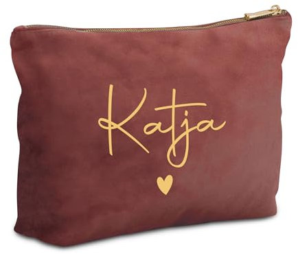 Meine Kosmetiktasche - Personalisierte Samt Kosmetiktasche für Makeup und Kosmetika mit eigenem Namen - Rose Quartz, 33x24cm