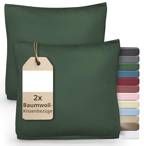 Greenline 100% Baumwolle 2er Set Kissenbezug 40 x 40 cm Dunkelgrün