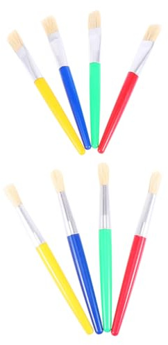 Lurrose 8pcs Graffiti Pen Set Bristle Paintbrush Acrylics Watercolor Drawing Painting Kit for Students Artists with 4pcs Flat Brush and 4pcs Round Brush for Line Drawing Pen Painting Accessories