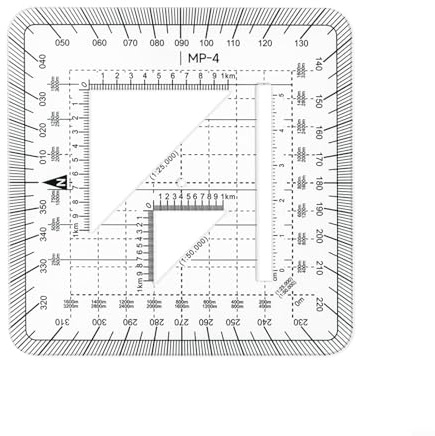 Allthingstore Kartenwinkelmesser Koordinatenskala Lineal 10x10cm transparent für Landnavigation topografische Messungen