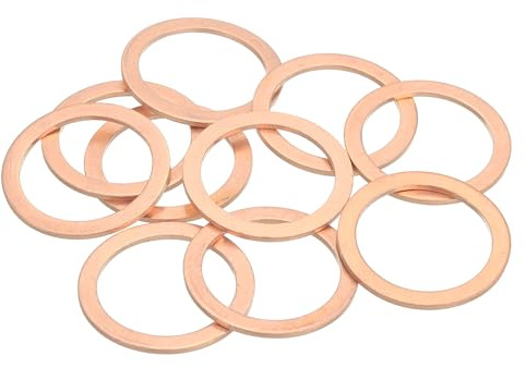 sourcing map 10 Stück flache Unterlegscheiben, M33 Kupfer-Unterlegscheiben, Kupfer-Dichtring, Quetschscheiben-Set, Sortiment, 33 mm Innendurchmesser, 40 mm Außendurchmesser, 1,5 mm dick, für Schrauben