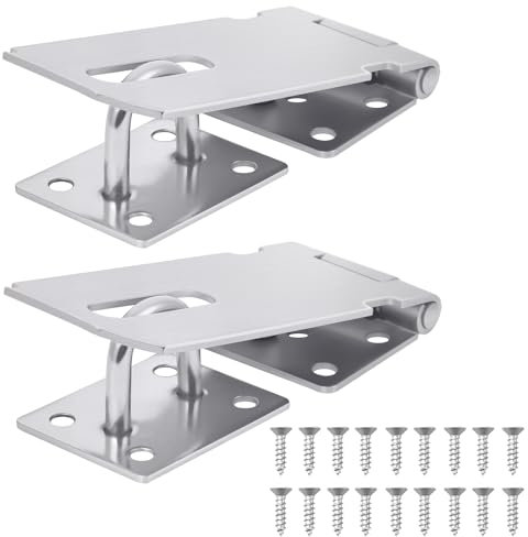 Flintronic Lucchetto Hasp 4 Pollici, 2 Pezzi Acier Inoxydable Chiusura Lucchetto Hasp, Dispositivo di Blocco Hasp di Sicurezza per Lucchetto, Porta in Legno, Armadio, Porta Finestra, Cancelli- Argento