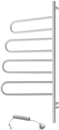 Elna Elektroheizkörper für Bad 125W – Weißer Handtuchheizkörper 102x46 cm – 4 drehbare Arme – Timer & Thermostat – IP44 Spritzwasserschutz
