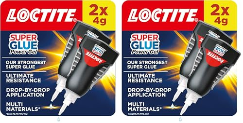 Loctite Super Glue Power Gel, Flexible Super Glue Gel, Superglue with Non-Drip Formula for Vertical Applications, Clear Glue with Precise Nozzle, 2x4g (Pack of 2)