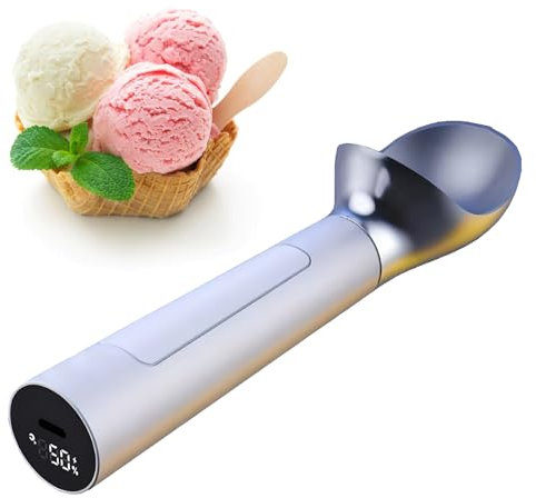 Cuillère À Glace Chauffante en Aluminium, Chauffage Actif À 50°C, Autonomie en Veille 8 H, Étanchéité Ip67, Affichage de la Température Et de la Puissance, pour Glaces