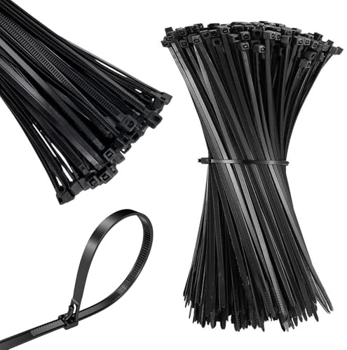 500 Stück Kabelbinder UV Beständig Schwarz,Kabelbinder Schwarz 250mm × 2.8mm,Kabelbinder Cable Ties,UV Beständig,Selbstsicherndes Industrie Cable Ties,für Garten,Haus und Werkstätten