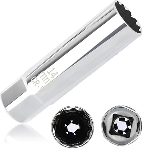 Vayfoni 14mm Spark Plug Socket - 12-Point Thin Wall Spark Plug Removal Tool - 3/8 Inch Drive - Fits Most Automotive Spark Plug Socket Wrenches