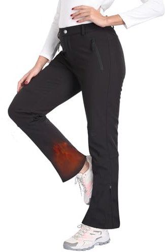 Zalify Womens Snow Ski Pants Waterproof Fleece Lined Insulated Softshell Warm Pants for Winter Hiking Outdoor Black XL