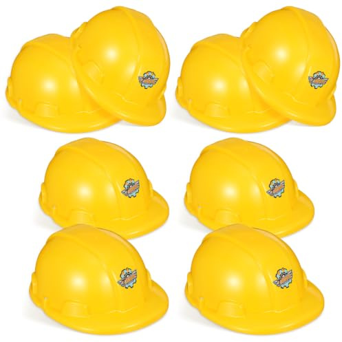 FUNNETOYU 8 Stück Teiliges Bauarbeiter Hüte aus Robustem Kunststoff Leichte Gelbe Bauhelme für Baustellen Kostüm Party für Jungen und Mädchen Rollenspiele